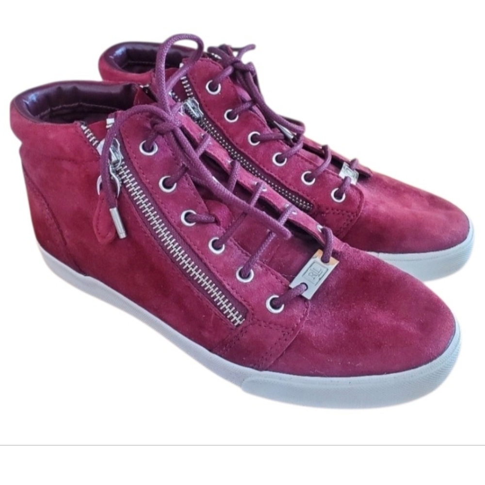 Ralph Lauren Women's Burgundy High-Top Sneakers , Size 8B 100% Leather Upper